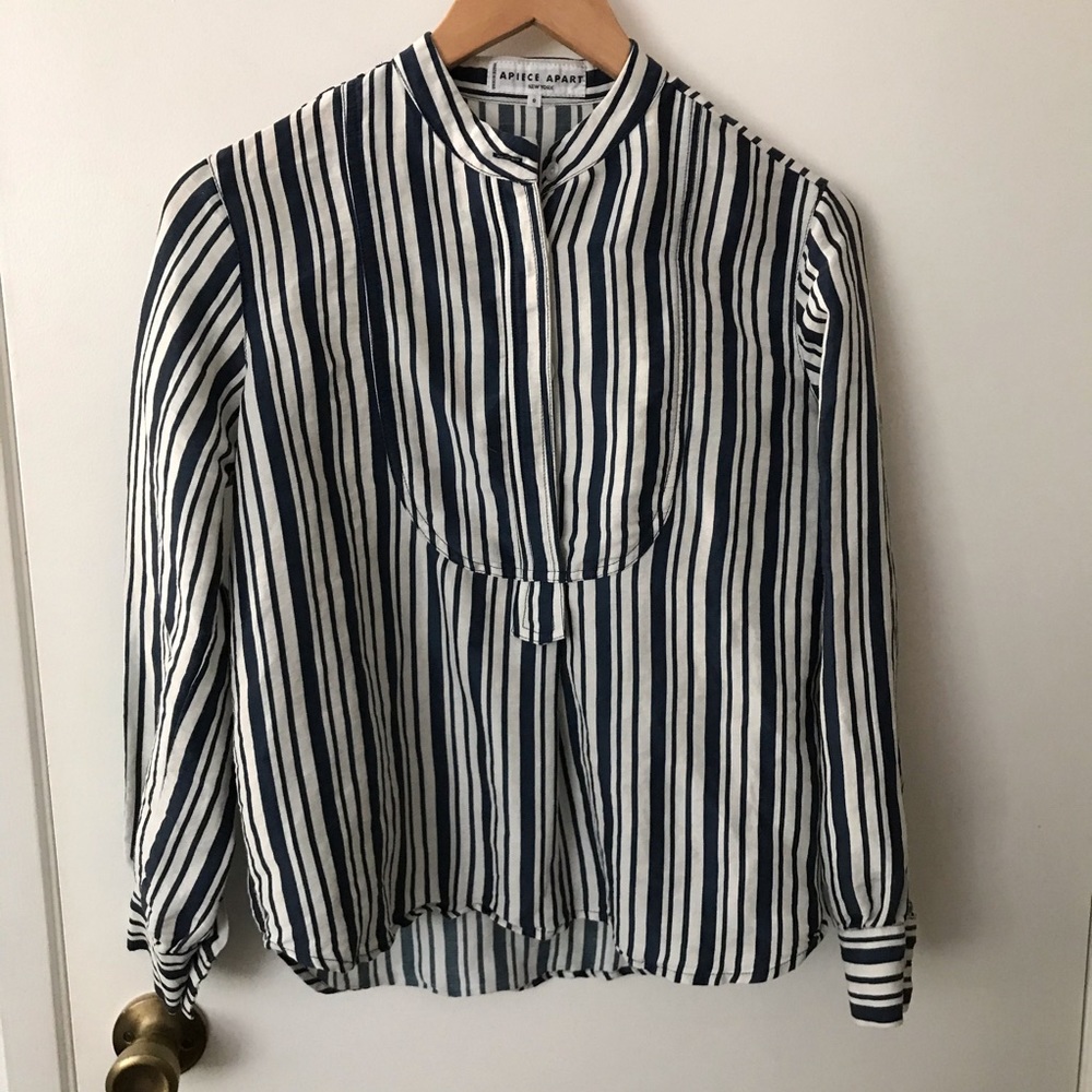 Apiece Apart silk and linen striped top